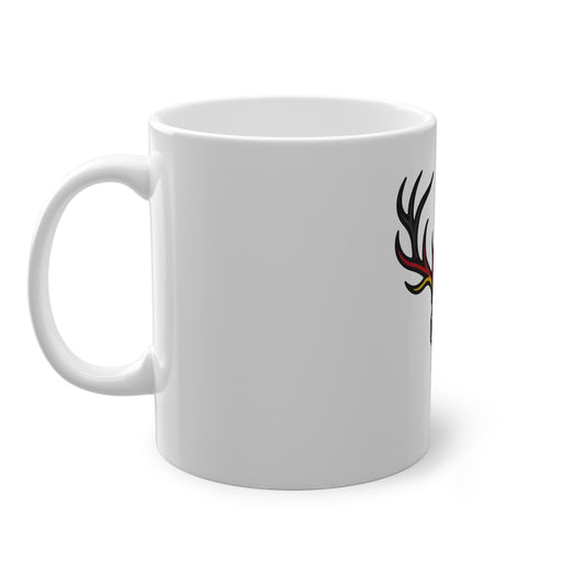 Hirschschädel Kaffeebecher | Keramik Mug mit Schwarz-Rot-Gold Akzent