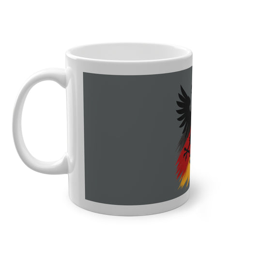 Schwarzer Adler Kaffeebecher | Keramik Mug 11 oz Schwarz-Rot-Gold