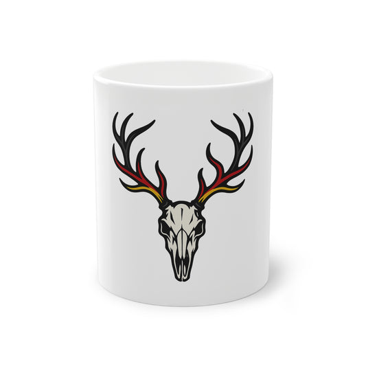Hirschschädel Kaffeebecher | Keramik Mug mit Schwarz-Rot-Gold Akzent