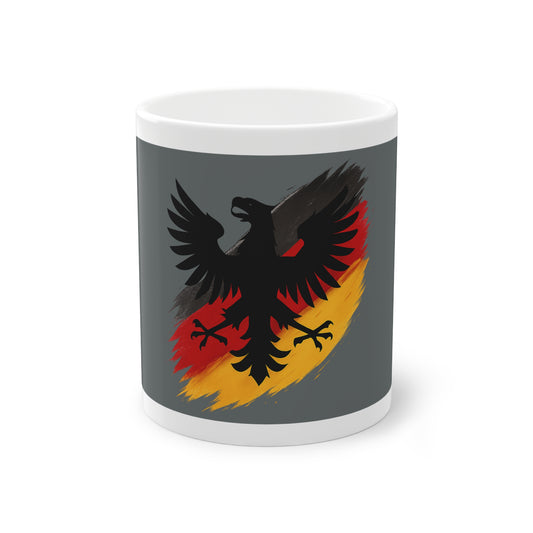 Schwarzer Adler Kaffeebecher | Keramik Mug 11 oz Schwarz-Rot-Gold