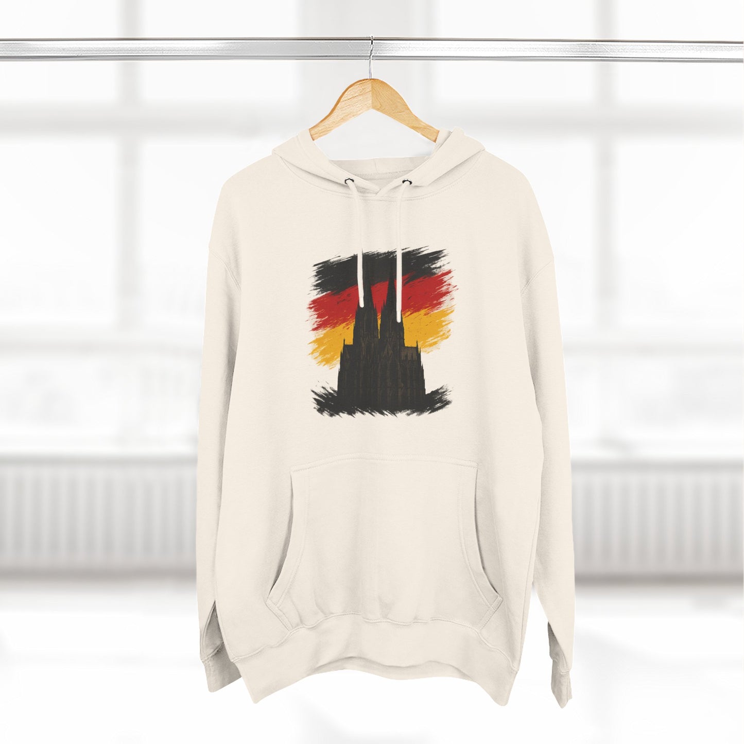 Kölner Dom Hoodie | Three-Panel Fleece Kapuzenpullover Schwarz-Rot-Gold