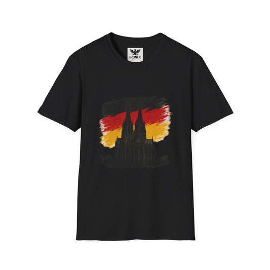 Kölner Dom T-Shirt | Unisex Softstyle Tee Schwarz-Rot-Gold