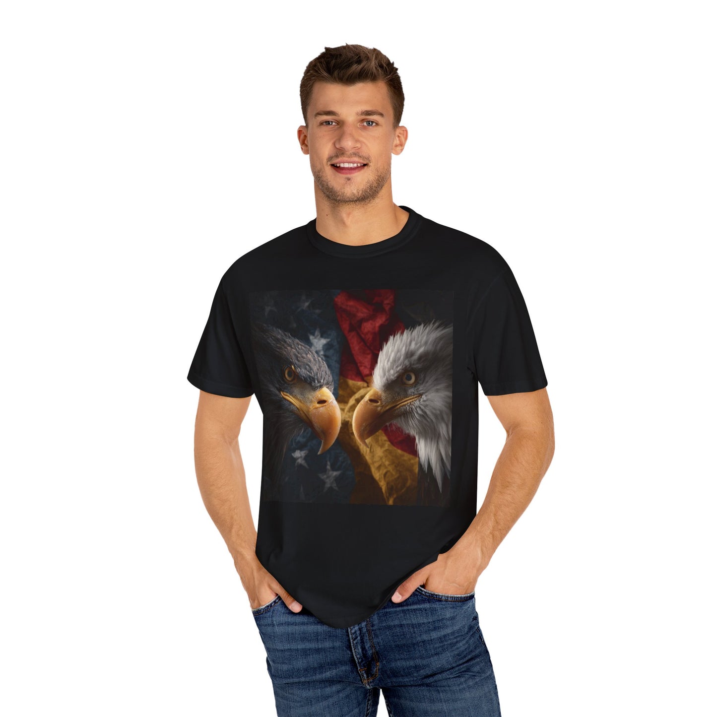 Deutsch-Amerikanische Freundschaft T-Shirt | Adler-Motiv in alter deutscher Schrift | Unisex Graphic Tee, Geschenk für Patrioten, 4th of July & Tag der Deutschen Einheit