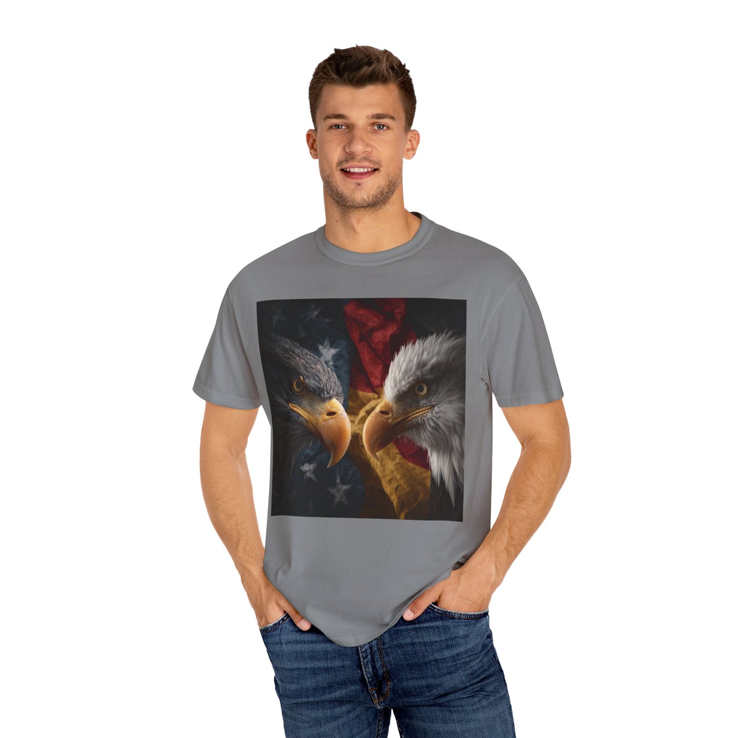 Deutsch-Amerikanische Freundschaft T-Shirt | Adler-Motiv in alter deutscher Schrift | Unisex Graphic Tee, Geschenk für Patrioten, 4th of July & Tag der Deutschen Einheit