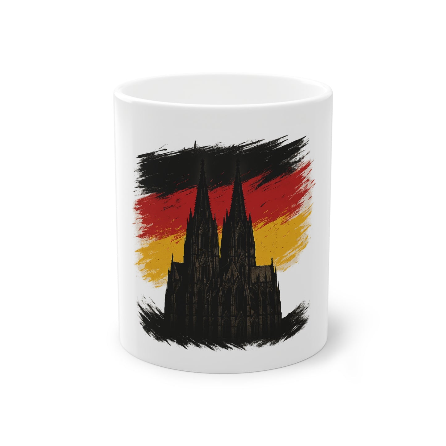 Kölner Dom Kaffeebecher | Keramik Mug 11 oz Schwarz-Rot-Gold