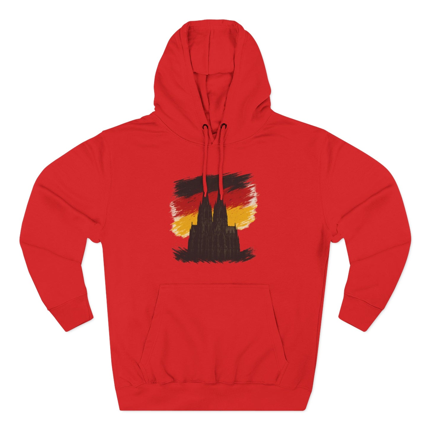 Kölner Dom Hoodie | Three-Panel Fleece Kapuzenpullover Schwarz-Rot-Gold