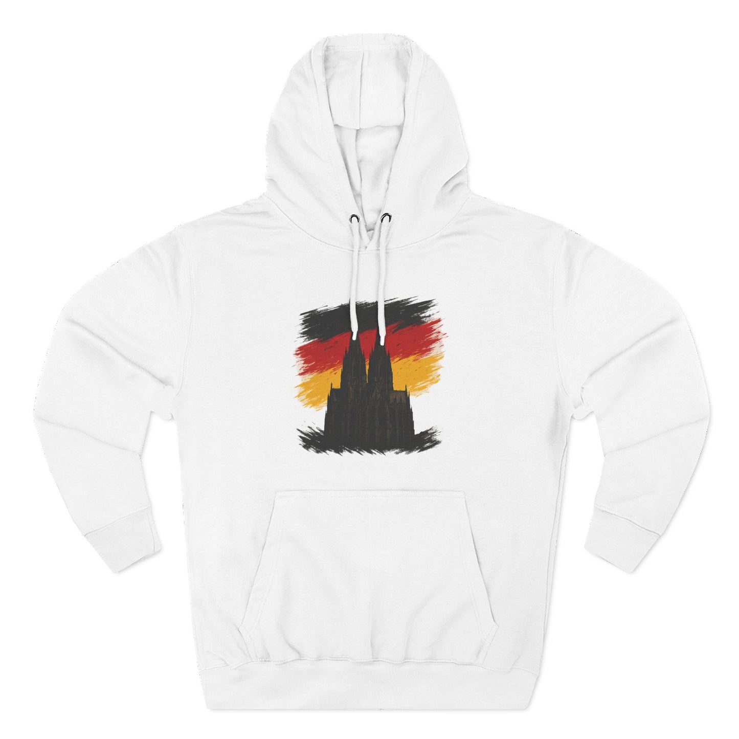 Kölner Dom Hoodie | Three-Panel Fleece Kapuzenpullover Schwarz-Rot-Gold