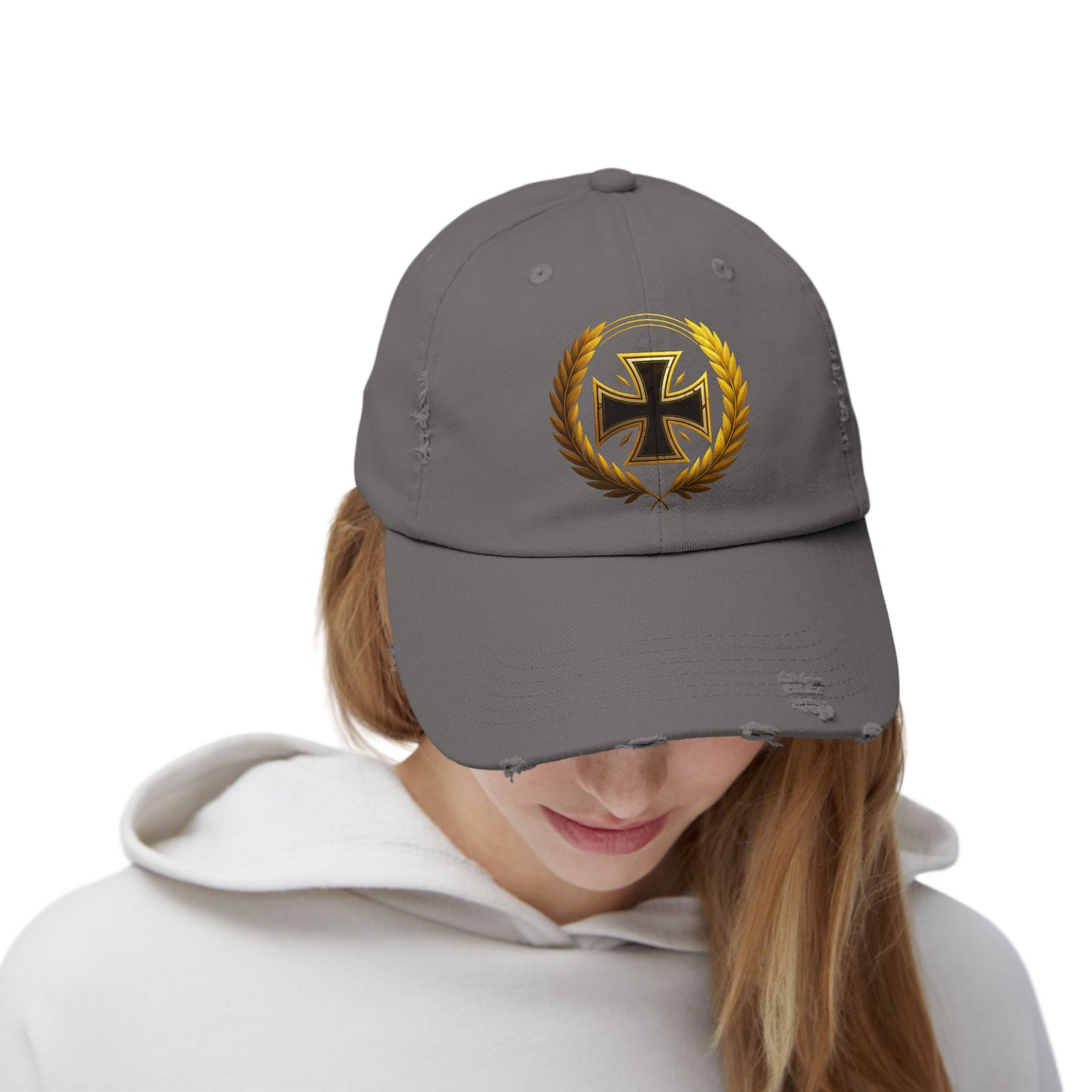 Eiserne Treue – Schwarze Kappe mit historischem Symbol in Gold (Unisex)