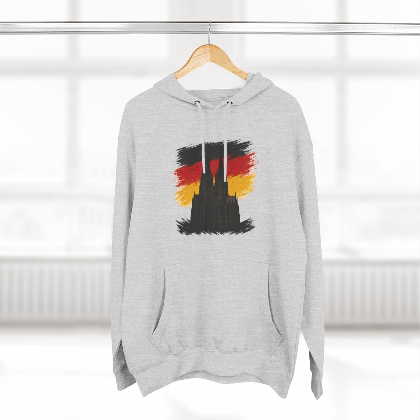 Kölner Dom Hoodie | Three-Panel Fleece Kapuzenpullover Schwarz-Rot-Gold