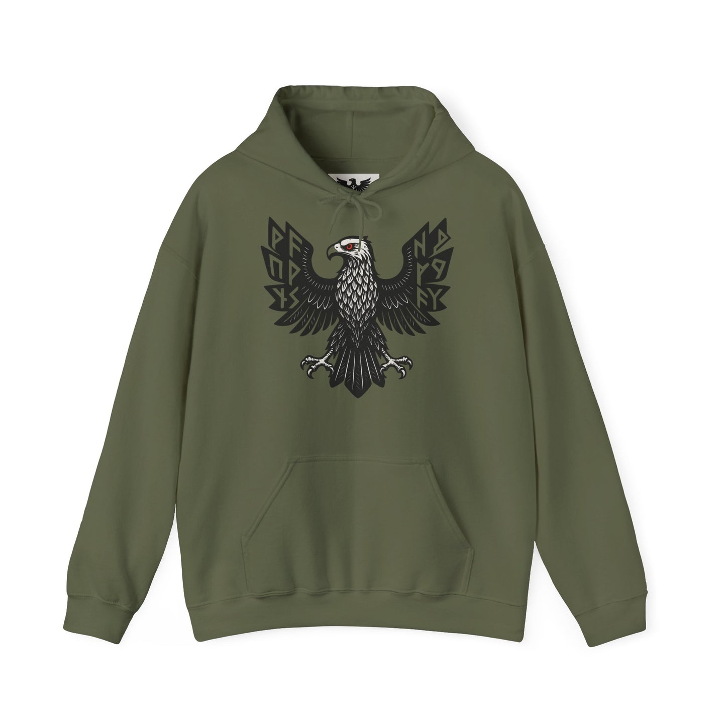 Majestic Black Eagle Hoodie | Unisex Heavy Blend™ Hoodie mit schwarzem Adler – Klassisches Wappen-Design