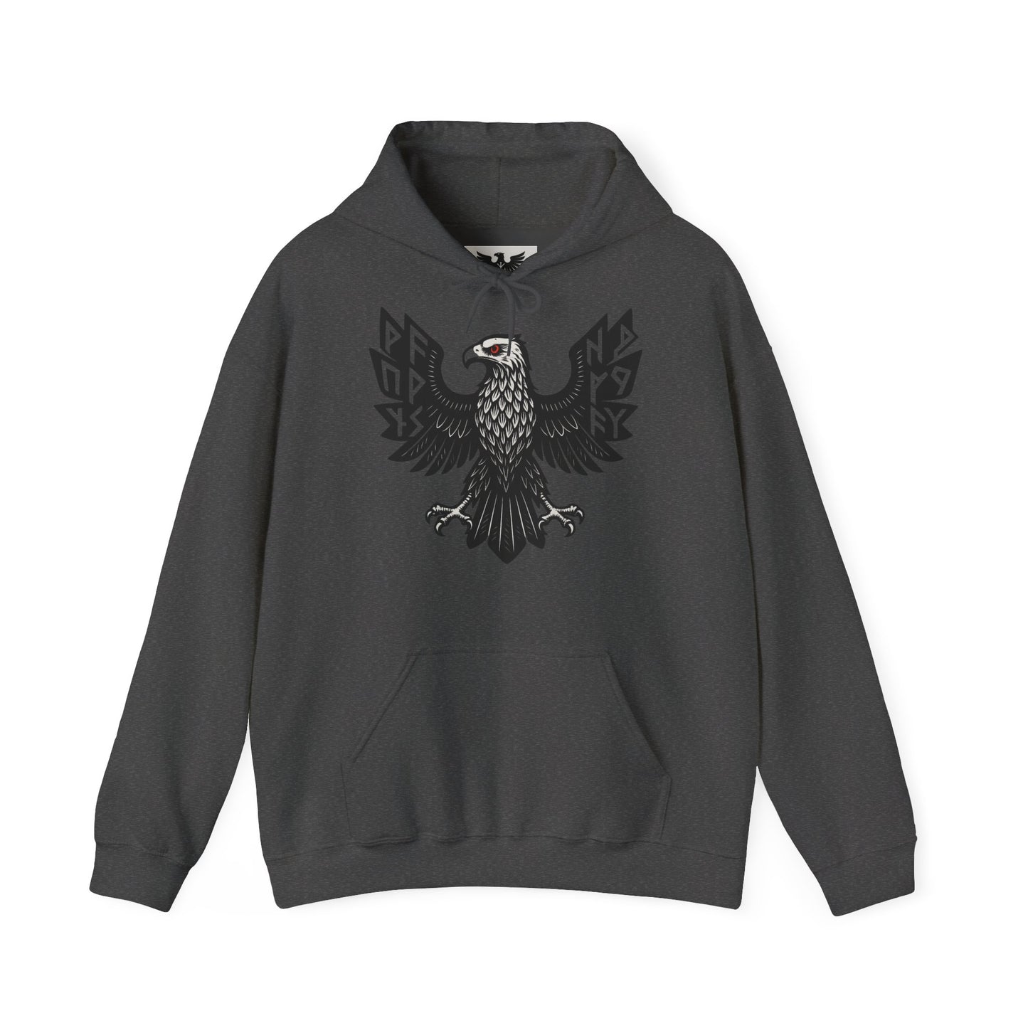 Majestic Black Eagle Hoodie | Unisex Heavy Blend™ Hoodie mit schwarzem Adler – Klassisches Wappen-Design