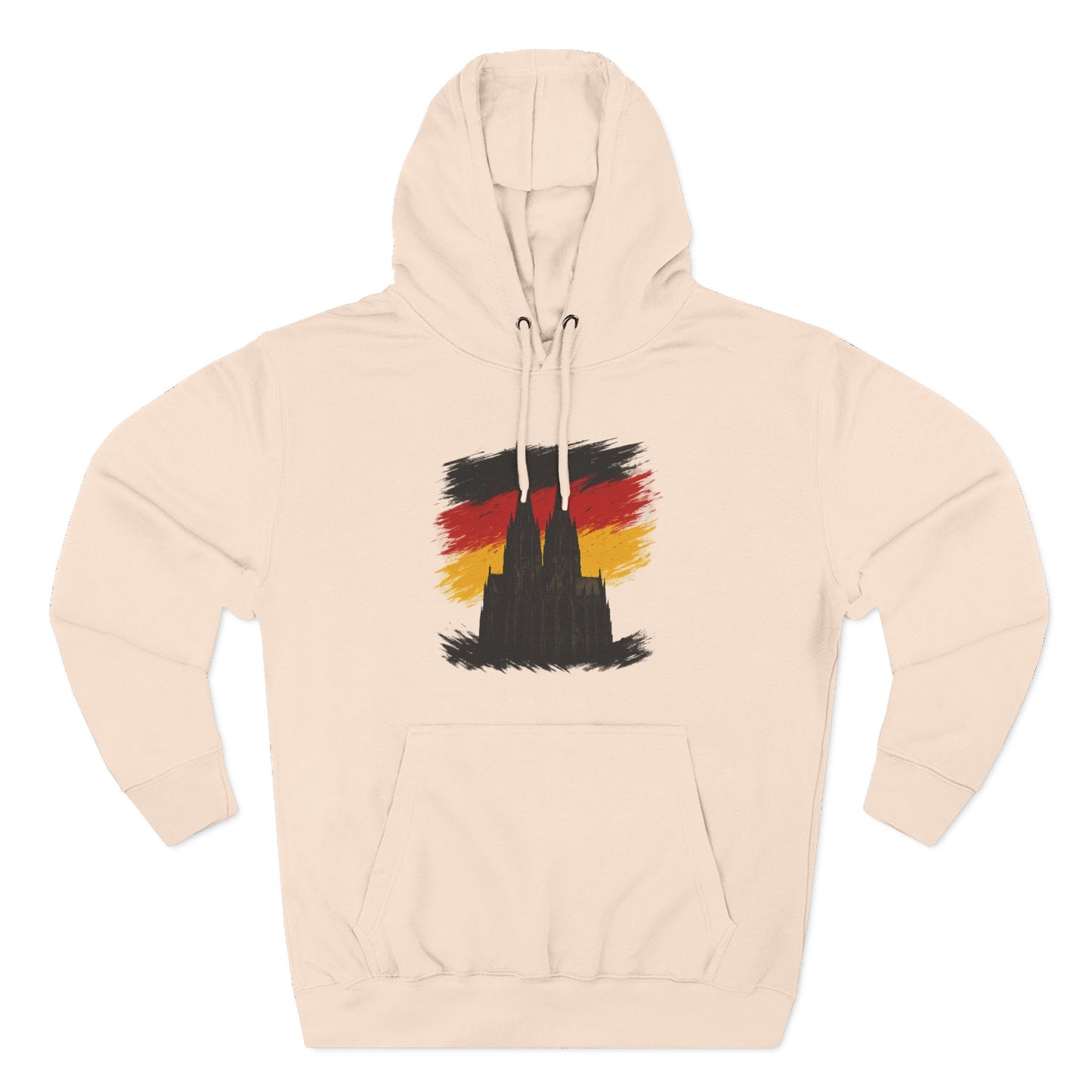 Kölner Dom Hoodie | Three-Panel Fleece Kapuzenpullover Schwarz-Rot-Gold