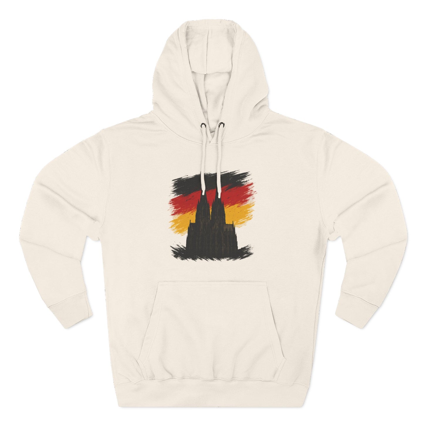 Kölner Dom Hoodie | Three-Panel Fleece Kapuzenpullover Schwarz-Rot-Gold