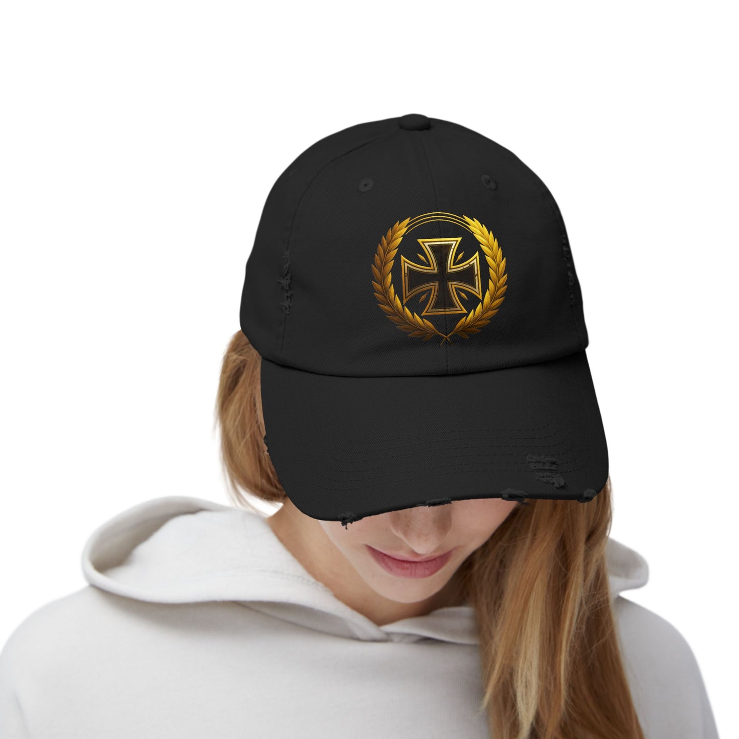 Eiserne Treue – Schwarze Kappe mit historischem Symbol in Gold (Unisex)