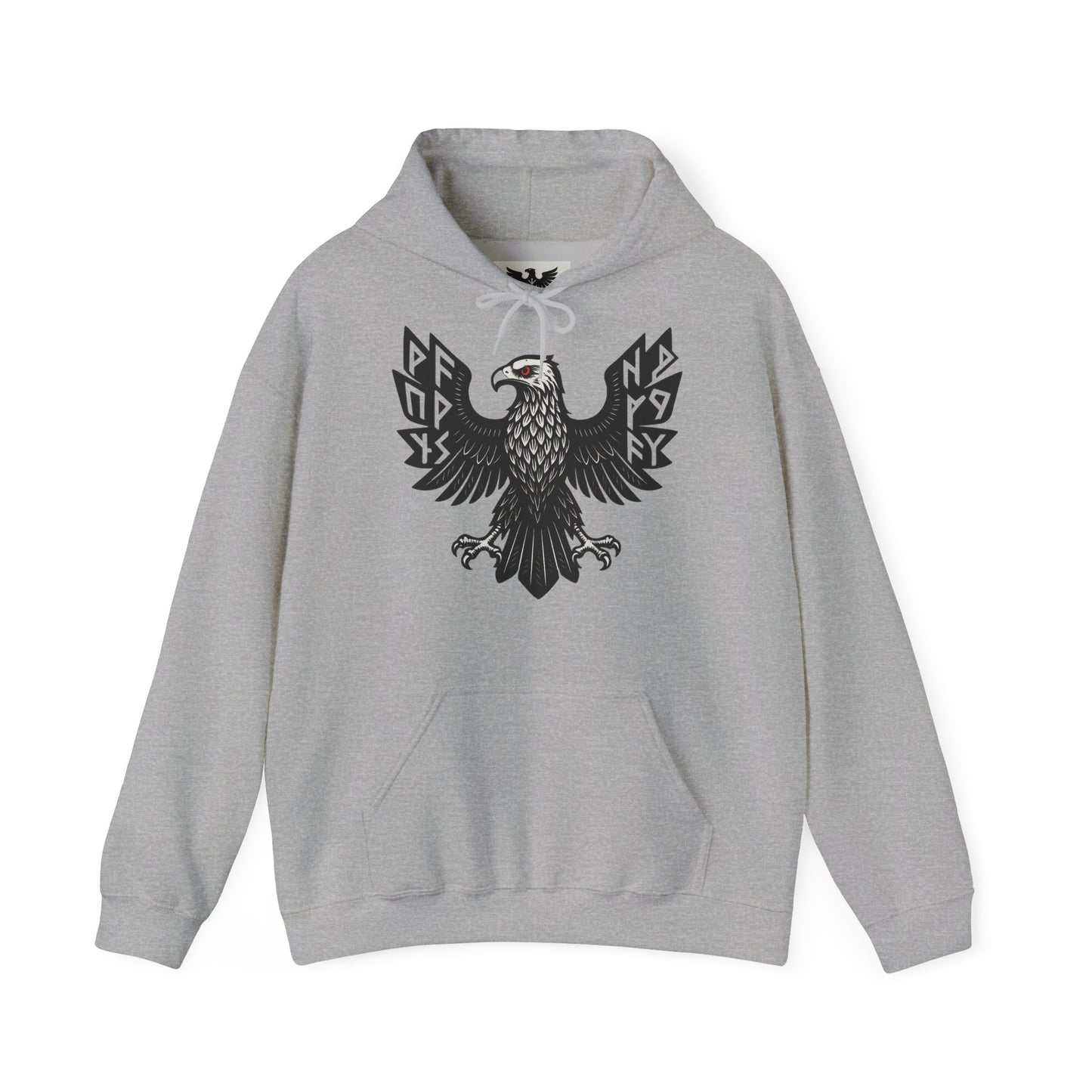 Majestic Black Eagle Hoodie | Unisex Heavy Blend™ Hoodie mit schwarzem Adler – Klassisches Wappen-Design