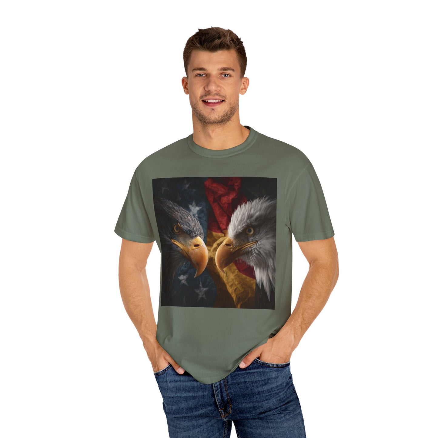 Deutsch-Amerikanische Freundschaft T-Shirt | Adler-Motiv in alter deutscher Schrift | Unisex Graphic Tee, Geschenk für Patrioten, 4th of July & Tag der Deutschen Einheit