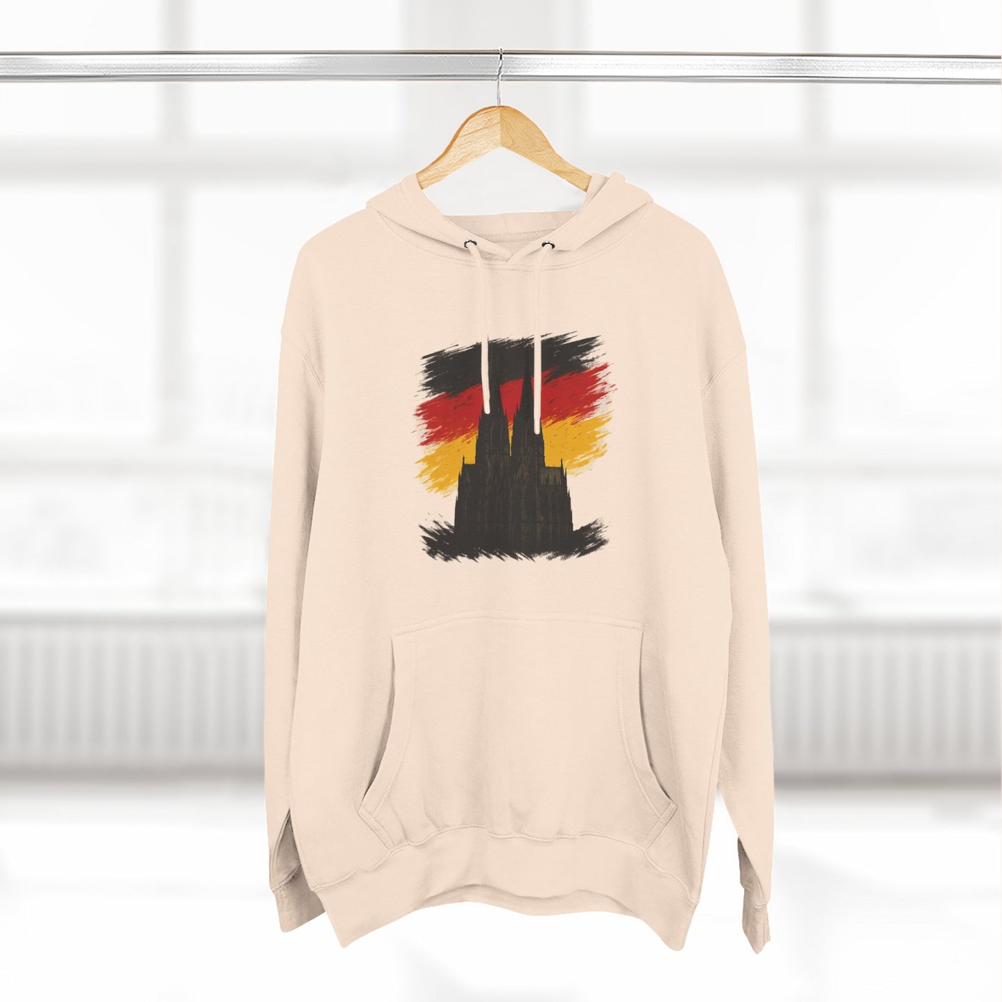 Kölner Dom Hoodie | Three-Panel Fleece Kapuzenpullover Schwarz-Rot-Gold
